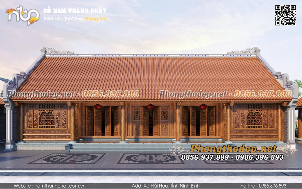 Nhà gỗ 5 gian Bắc Bộ đẹp 206m2